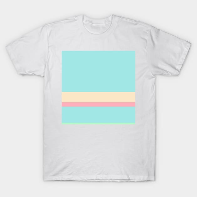 A tremendous medley of Light Pink, Blue Lagoon, Magic Mint and Pale Peach stripes. T-Shirt by Sociable Stripes